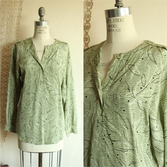 Vintage 1980s 1990s Blouse, Notations Green and Black Tunic - Picture 1 of 10